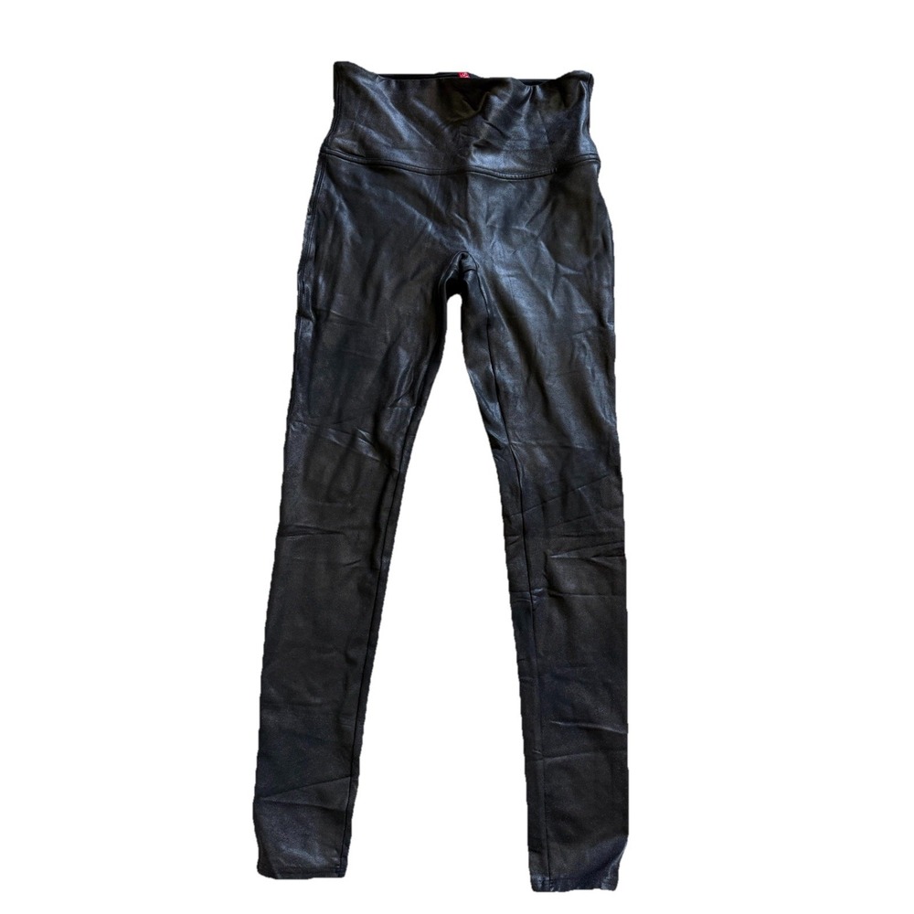 Spanx‎ Faux Leather Leggings in Black with a High-Rise Waist Size Medium
